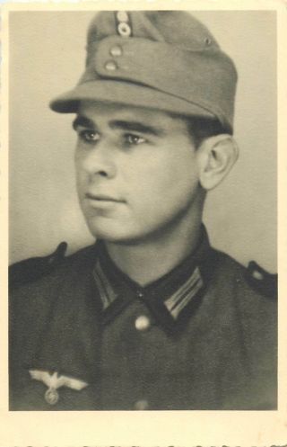 Wwii Photo Postcard German Military Man Soldier In Uniform