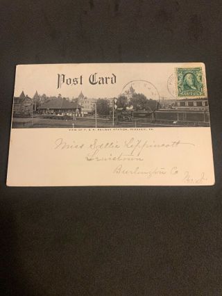 1900s Postcard P & R Railway Station Perkasie Pa.  Rare Double Sided Photo Card