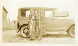 1927 Flapper women Wrapped Indian Blanket Like Papoose by Car 2