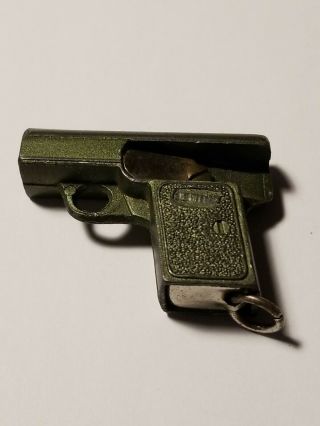 Vintage Green Metal Gun Pencil Sharpener Made In Germany