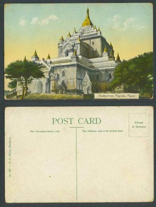 Burma Old Colour Postcard Thatbyinnyu Pagoda Pagan Burmese Temple Myanmar No.  384