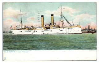 1908 Uss Chicago Ca - 14 Protected Cruiser Wwi Postcard 5e4