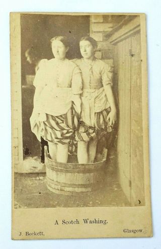Antique Photograph,  Cabinet Card,  Scottish Washer Women C1860 