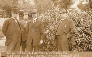 Judge Butler And W.  W.  Nichols Of Rutland,  Vt Rppc Visiting In Oberlin,  Ks 1912