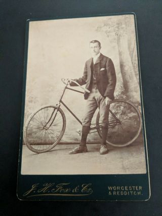 1890s/1900s? Bicycle Cycle Photo Catd Worcester Redditch Man