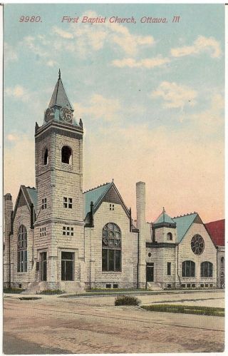 First Baptist Church In Ottawa Il Postcard 1913