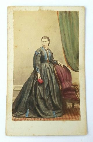 Antique Photograph,  Hand Tinted,  Cabinet Card,  Victorian Lady,  C1860 