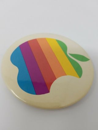 Vintage 80s Apple Computers Rainbow Logo Off White Steve Jobs Button/Pin/Badge 4