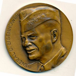 Vintage General Dwight D.  Eisenhower Medal,  R.  Huguenin Maker,  Gloria On Back