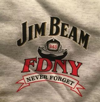 9 - 11 Fdny Jim Beam Bourbon Never Forget Xl Grey T - Shirt 343 Firefighters