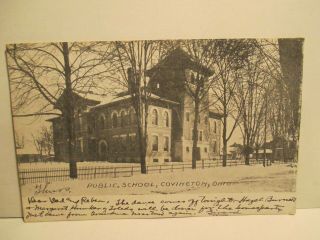 Covington Ohio Postcard View Of Public School 1906