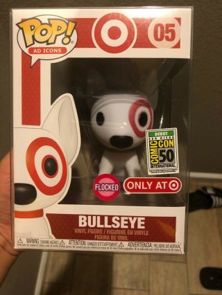 Funko Pop Target Bullseye Flocked Sdcc 2019 In Hand With Protector
