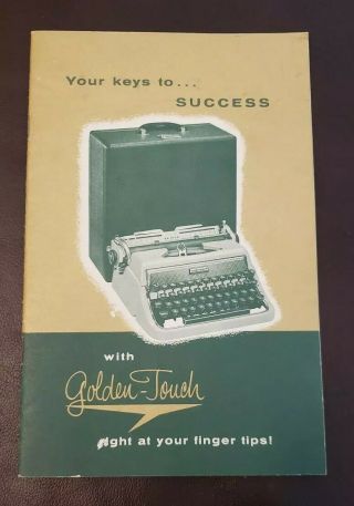 Golden - Touch Underwood Portable Typewriters 1955 Learn To Type Guide Brochure