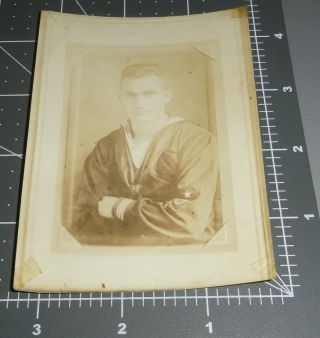 Wwi Sailor Navy Man Photo Of A Photograph Handsome Star Patch Vintage Gay Int