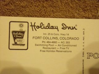 Vintage Postcard Holiday Inn,  Fort Collins,  Colorado 3