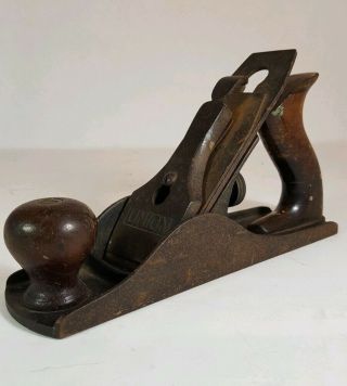 Antique Vintage Union Mfg No.  4 Metal Woodworking Plane Tool Old Carpentry Craft