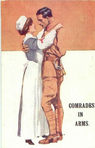 Pc Ww1 Soldier And Red Cross Nurse Comrades In Arms C1914
