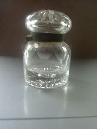 ANTIQUE GLASS INKWELL 9 CM TALL DATED AROUND 1880 ROUGH CUT PONTIL 4