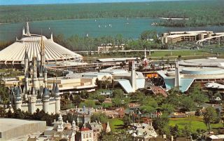 Walt Disney World Cinderella Castle & Space Mountain Ca 1970s Vintage Postcard