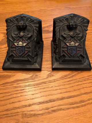 Antique Rare Knights Of Columbus Bookends