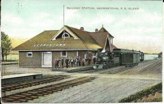 Railway Station At Georgetown,  Prince Edward Island (p.  E.  I. ),  Vintage Postcard