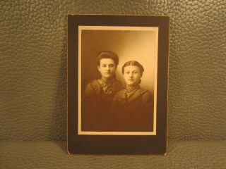 Victorian Antique Cabinet Card Photo Of Two Sisters