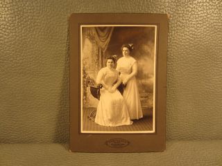 Edwardian Antique Cabinet Card Wedding Photo Of Two Sisters