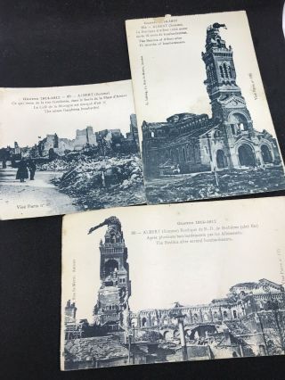 Antique Photo Postcard X 3 Bombing To Albert (somme) France Ww1 War 1914 - 17