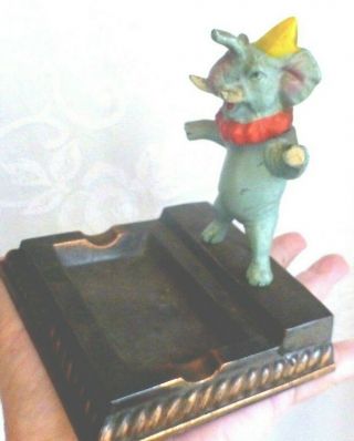 Vintage Circus Elephant Bobble - Head Nodder Ashtray Iron Copper Figurine Japan