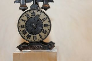 Vintage Die - Cast Metal Miniature Mechanical Clock Pencil Sharpener