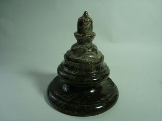 An Antique Or Vintage Carved Serpentine Inkwell.
