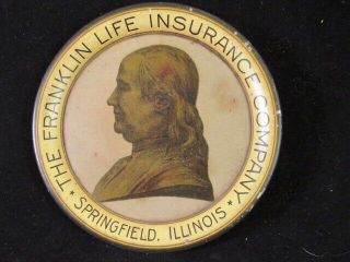 Antique Tip Tray Advertising Benjamin Franklin Life Insurance Springfield Il