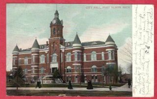 Port Huron Michigan City Hall Udb Postcard Pm 1907 St Clair County Germany Mi