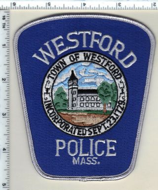 Westford Police (massachusetts) Shoulder Patch From 1998
