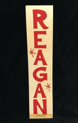 1980 Ronald Reagan Local Political Campaign Poster Advertising Sign Banner