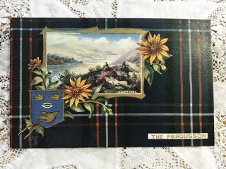 Antique Postcard The Fergusson Scottish Clans Series Tartan & Crest 1908 Tucks