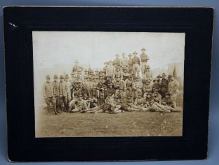 Antique U.  S.  Military Cabinet Card Photo,  Wwi ?,  Soldiers,  Camp