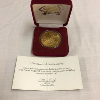 Walt Disney World 25th Anniversary Bronze Medallion Coin Token Florida Souvenir