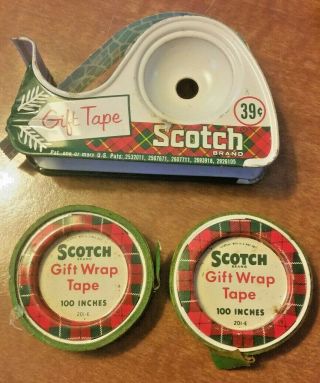 Vintage Advertising Scotch Tape Tin Metal Dispenser Christmas Gift Tape,