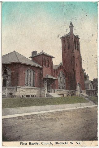 First Baptist Church In Bluefield Wv Postcard 1913