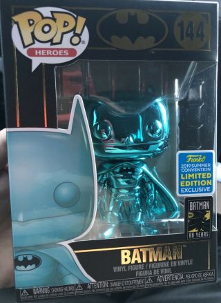 Dc Batman Funko Pop Heroes 144 Teal Chrome 80 Years 2019 Limited Edition
