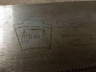 Vintage Carpenter ' s DISSTON D - 23 Hand Saw 8 POINTS and IRWIN MARATHON Saw 3