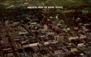 Birds Eye Aerial View Boise Idaho Id 1960s Postcard