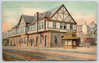 Connellsville Pa B&o Railroad Station Depot Ticket Office News Stand 1910 Pc