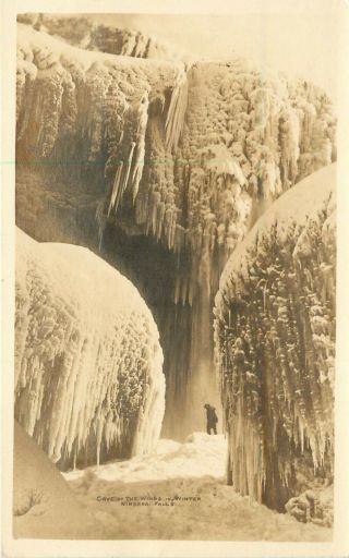 1910s Rppc Postcard; Cave Of The Winds In Winter,  Frozen Niagara Falls Ny