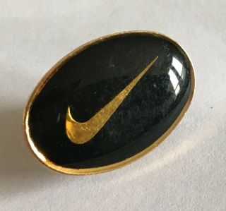 Vintage Nike Gold Swoosh Logo Lapel Hat Pin Black