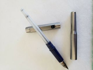 1981 Vintage Parker 25 Fountain Pen,  Stainless Flighter,  England Space Age