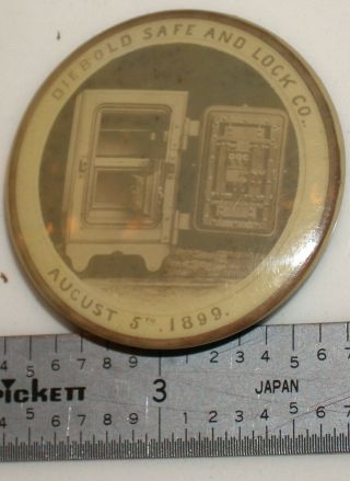 Diebold Safe & Lock Company August 5th 1899 Real Photo Pinback Bank Time Lock