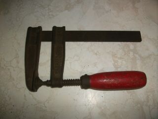 Vintage Wetzler Woodworking Bar Clamp 4 " Jaw Opening Clampette Red Wood Handle