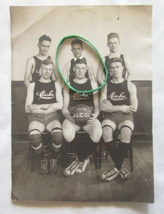 Vintage Jl J L Clark Basketball Team Photo 1919 Rockford Il Illinois Sport Nr